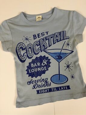 Urban Outfitters Y2K Cocktail Bar Graphic Baby Tee Blue S